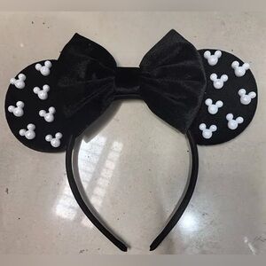 Disney Minnie Mouse Ears Headband Black Pearl Beads | Mickey Mouse Ears Princess